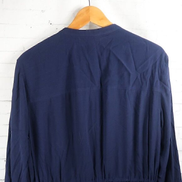 J. CREW BLUE LONG SLEEVE 1/2 BUTTON DOWN TIE WAIST MIDI DRESS SIZE MEDIUM - Picture 9 of 10